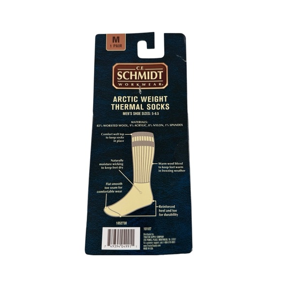 NWT Schmidt Men’s Wool Blend Artic Weight Thermal Socks Cushioned Size M - Picture 4 of 7